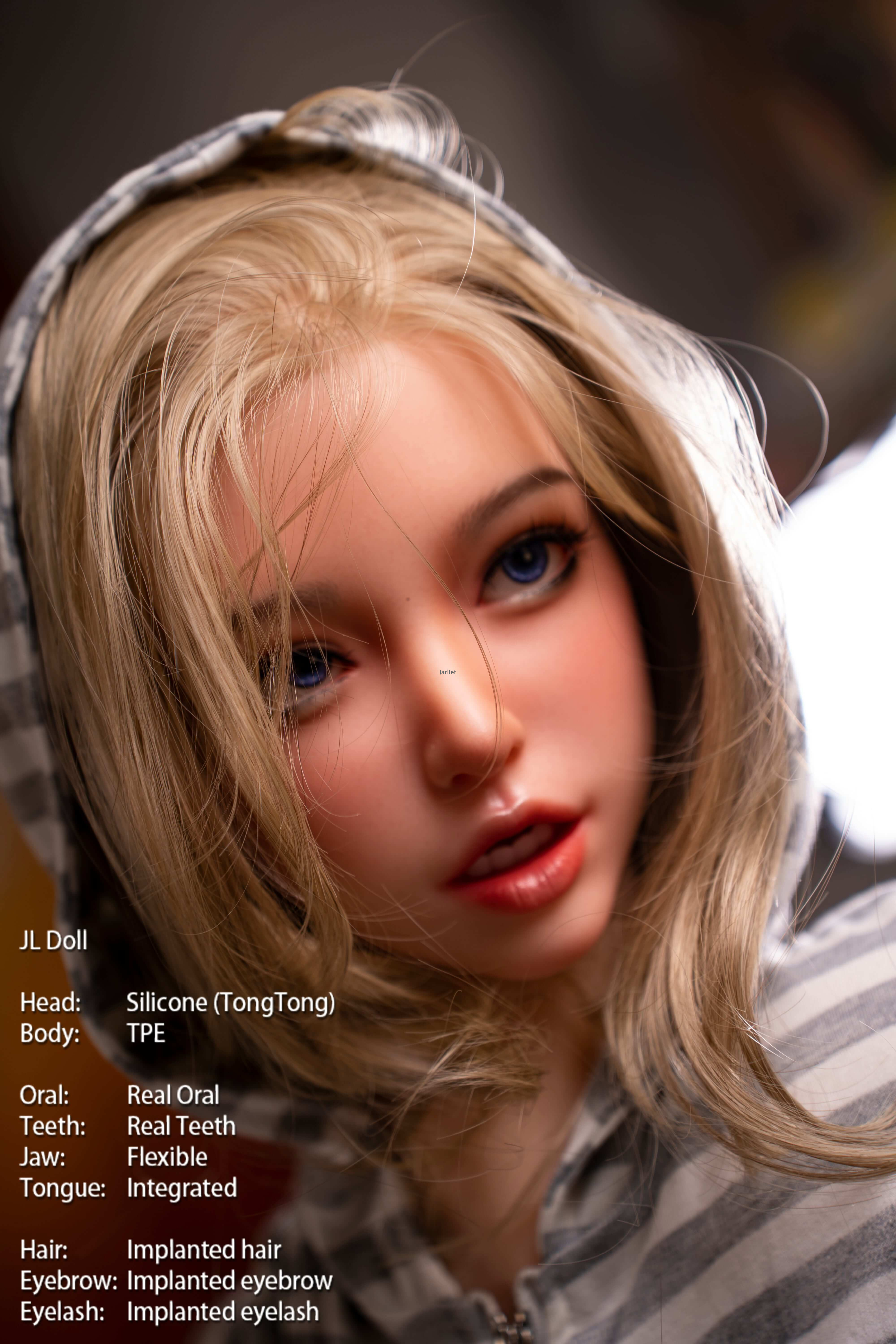 TongTong-Jarliet Quality Silicone Head TPE Body Hybrid Doll Sex Dolls Adult Toy Dolls with Open Oral Integrated Tongue Flexible Jaw
