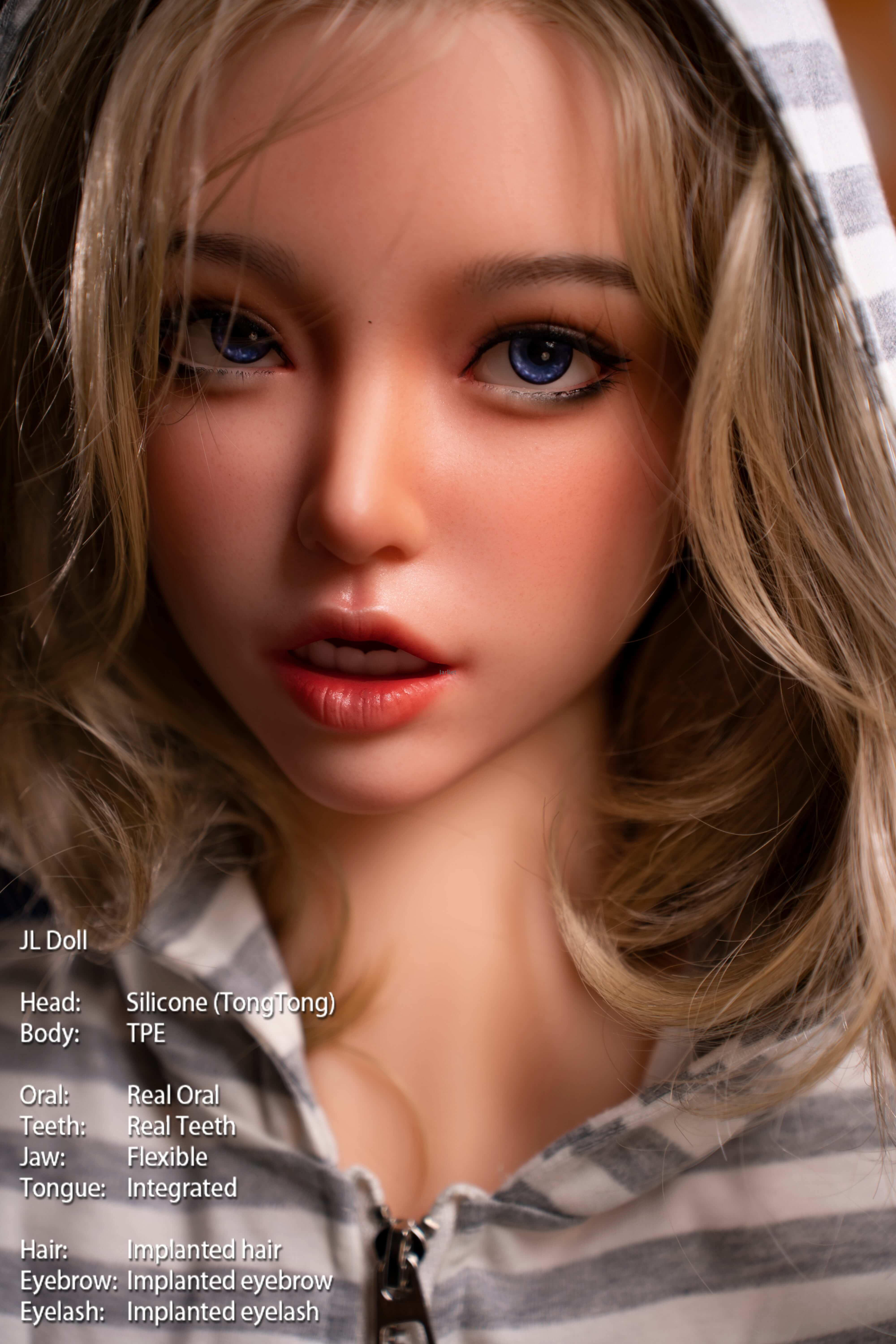 TongTong-Jarliet Quality Silicone Head TPE Body Hybrid Doll Sex Dolls Adult Toy Dolls with Open Oral Integrated Tongue Flexible Jaw