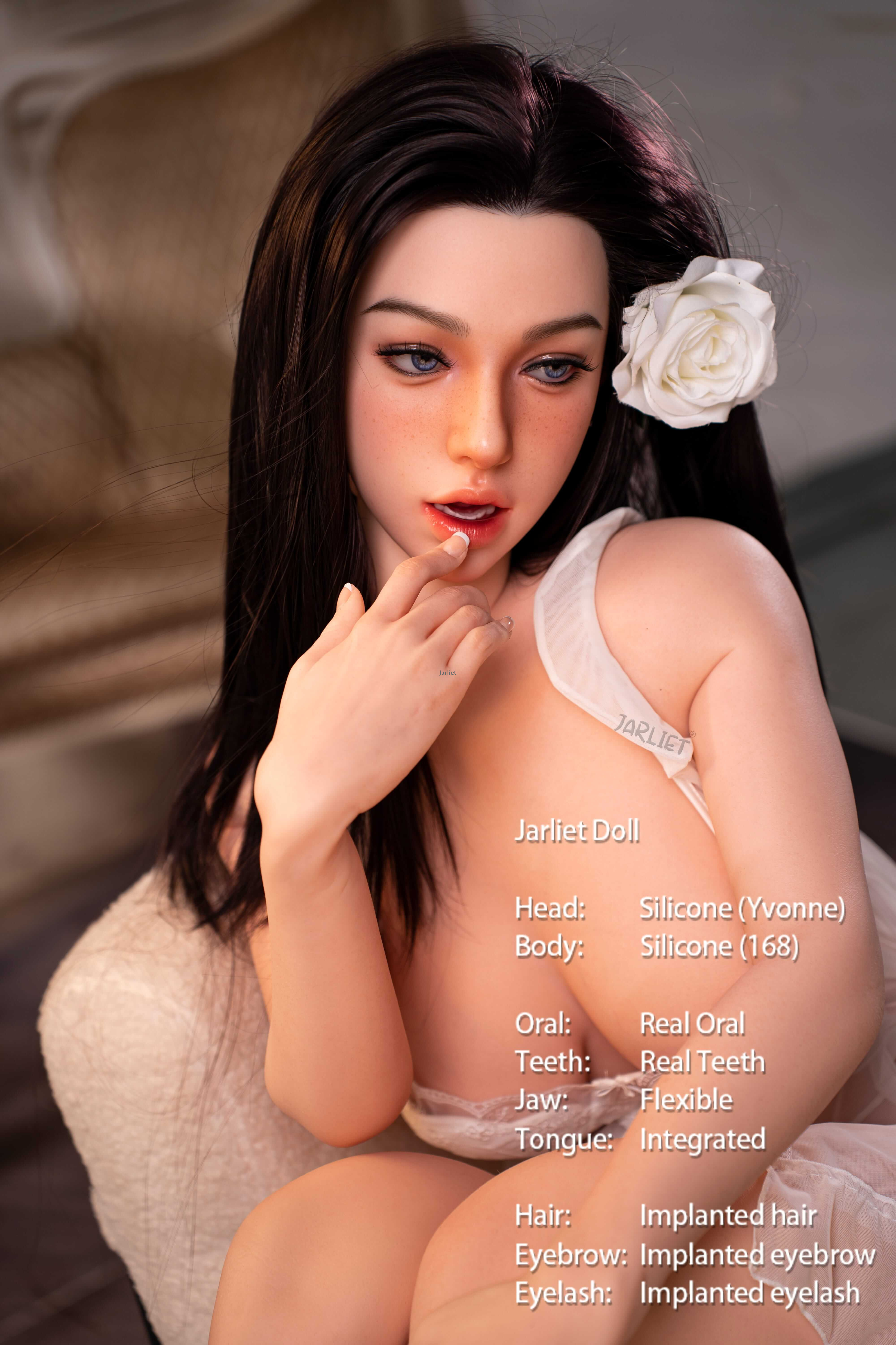 Yvonne 168cm-Jarliet Top Quality Full Silicone Sex Dolls Adult Toy Dolls with Open Oral Integrated Tongue Flexible Jaw