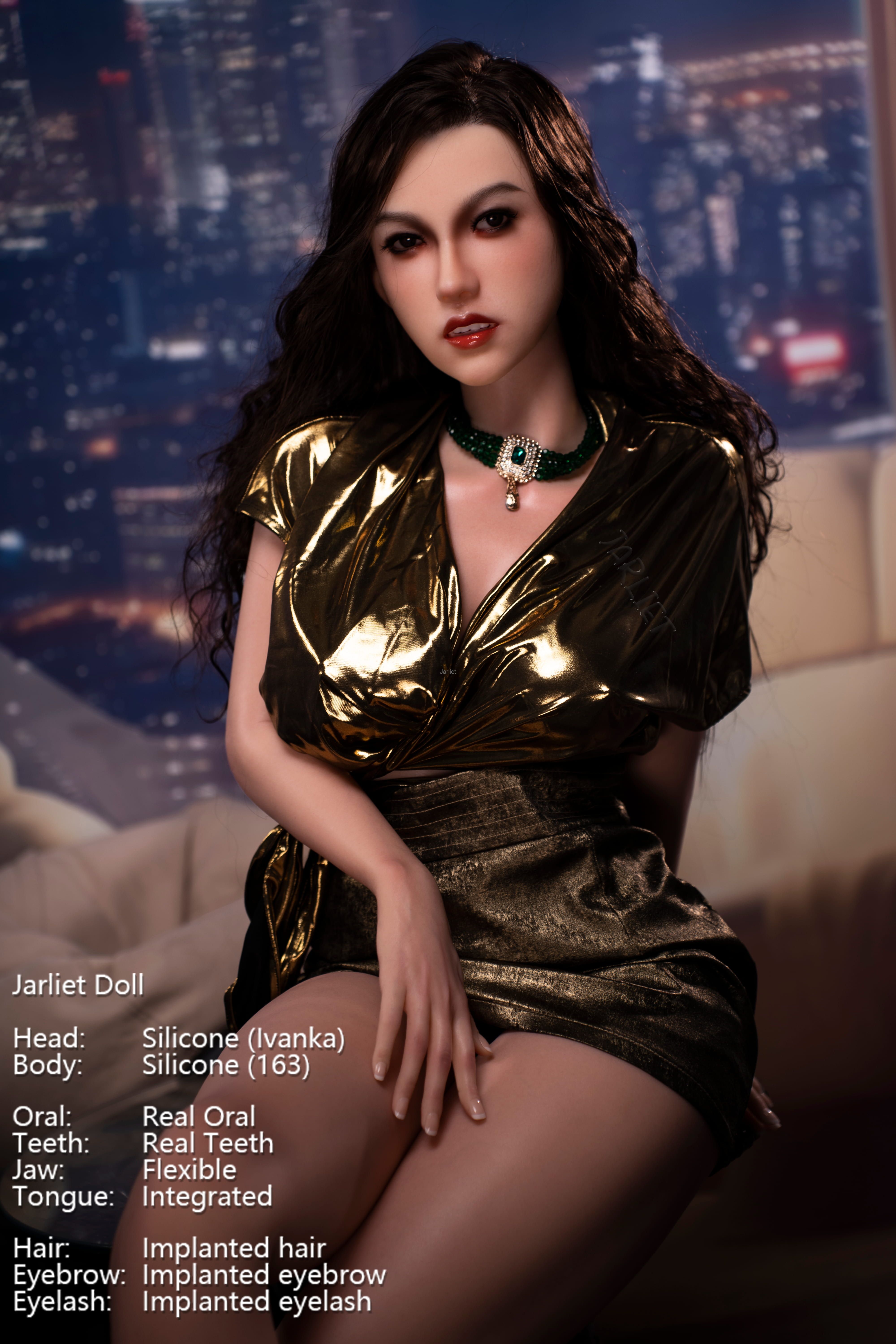 Ivanka 163-Jarliet Top Quality Full Silicone Sex Dolls Adult Toy Dolls with Open Oral Integrated Tongue Flexible Jaw