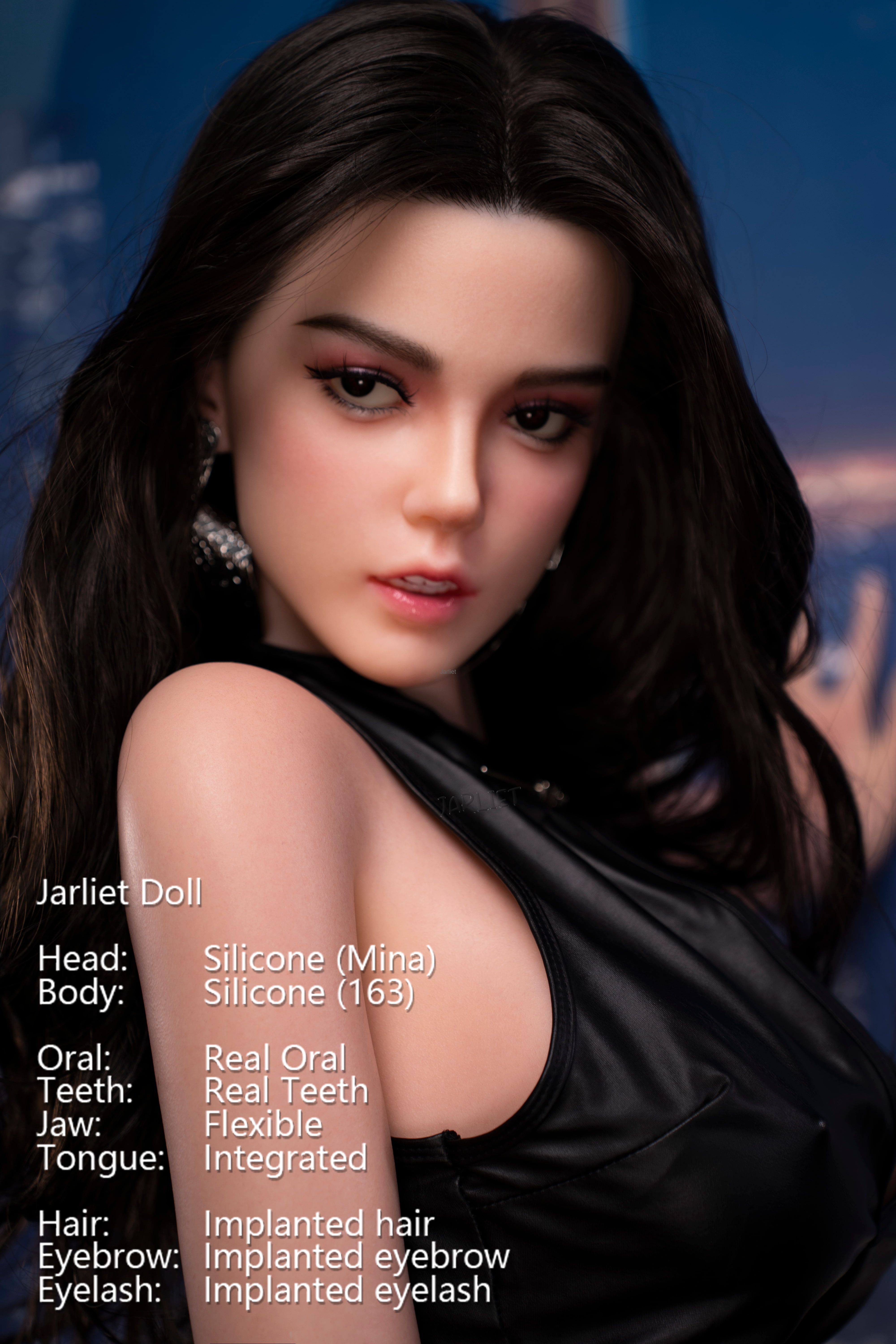 Mina 163-Jarliet Top Quality Full Silicone Sex Dolls Adult Toy Dolls with Open Oral Integrated Tongue Flexible Jaw